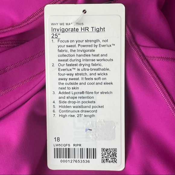 LULULEMON NWT INVIGORATE HIGHRISE TIGHT LEGGINGS 25”RIPENED RASPBERRY 20 - Picture 10 of 12